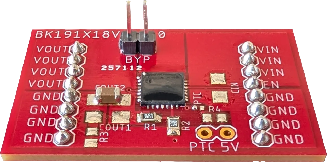 BK19 series evaluation board with the QFN Enhanced Linear Regulator at center