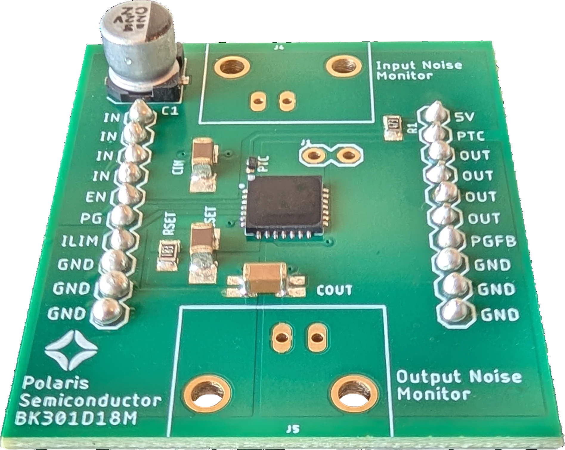 BK30 series evaluation board with the QFN Enhanced Linear Regulator at center